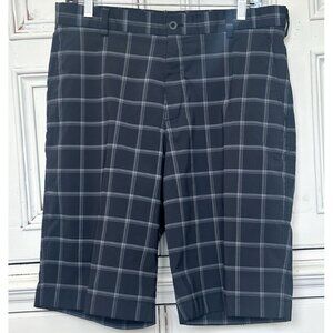 Nike Golf Shorts Mens Medium (32) Black Window Pane Flat Front Pockets Belt Loop